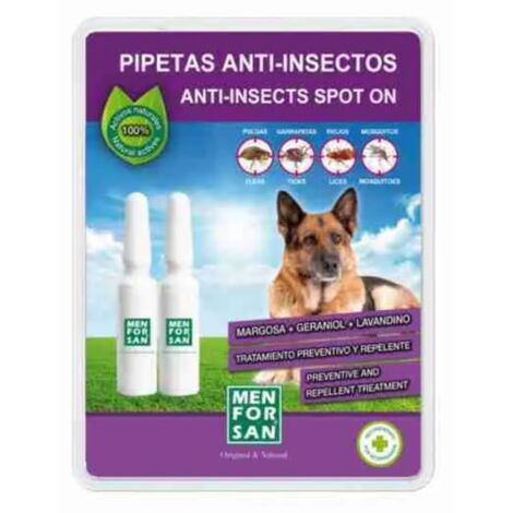 Pipetas antiparasitarias para perro – Lote de 2 unidades – Protección contra insectos – Efecto prolongado y rápido – Menforsan