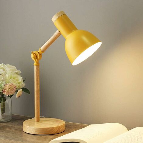 Mengjay Desk Lamp, Adjustable Arm Table Lamp, Eye Protection Reading Lamp for Reading, Work, E27 Yellow Bedside Lamp, Decorative Table Lamp Night Light