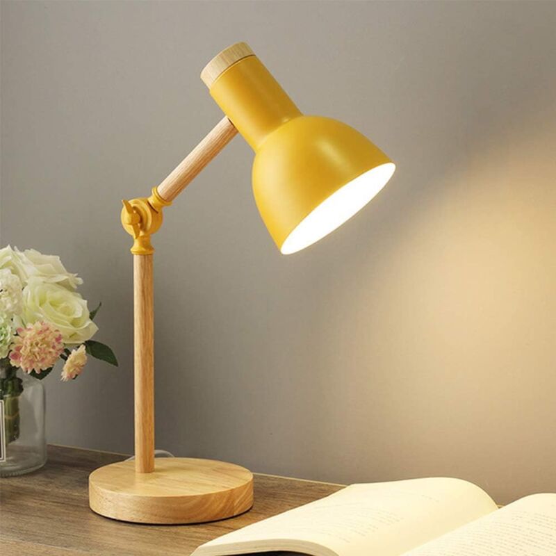 Mowze - Mengjay Lampe de Bureau, Lampe de Table à Bras Réglable, Lampe de Lecture Protection des Yeux pour Lecture, Travail, E27 Jaune Lampe de