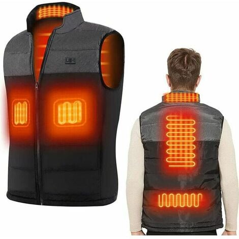 DEWDAT Men's and women's heated vests USB Winter loading hot washable heated vest with 4 heating areas for outdoor ski hikes hunt