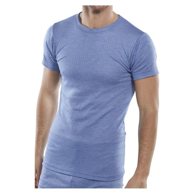 Thvss Men's Blue Short Sleeved Thermal Vest (l) - Blue - Beeswift Click Original Workwear