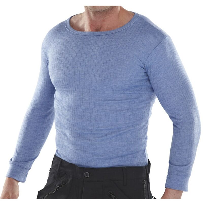 Thvls Men's Blue Thermal Long Sleeved Vest (m) - Blue - Beeswift Click Original Workwear