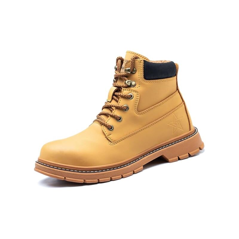 Men's Steel Toe Work Boots Waterproof Safety Shoes Non-Slip Construction Work Shoes Outdoor Anti-Slip Ankle Boots-42 Safety Boots