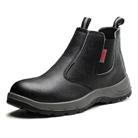 Men's Turbo Chelsea Waterproof Carbon Toe Work Boots Smash & Stab Steel Toe Toe Spark Resistant Welder Shoes，Black-41