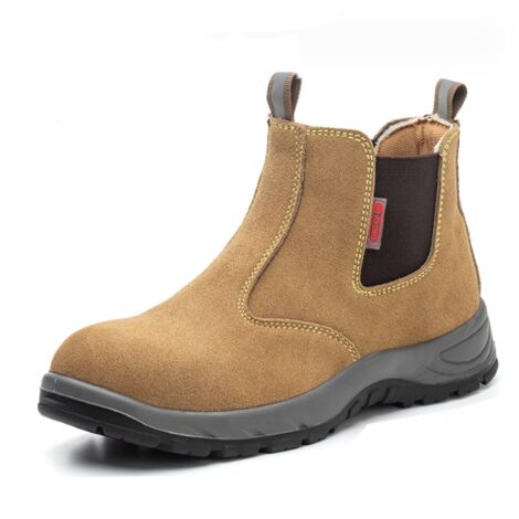 Men's Turbo Chelsea Waterproof Carbon Toe Work Boots Smash & Stab Steel Toe Toe Spark Resistant Welder Shoes，Brown-42