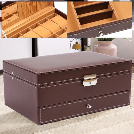 Mens Watch Box Case Organizer 12 Slots Watches Holder Jewelry Storage Display