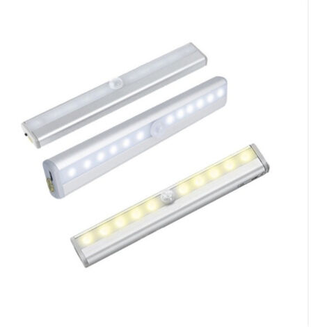 Menschenbewegungsgesteuerte Nachtleuchte mit Magnetfunktion, Flurbeleuchtung, intelligenter Ladefunktion, kabellosem Design, 1 warmweißes Licht + 2 weiße Lichter, 1,5 x 2,5 x 20 cm