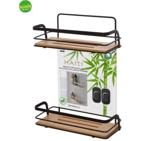 Mensola 2 ripiani Feridras nero/bamboo