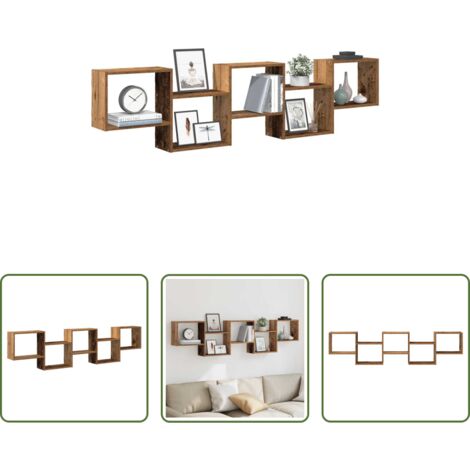 Mensola a cubo -  Mensola a Cubo da Parete 5 Scomparti Truciolato Legno Antico