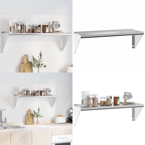 Mensola a Muro 100x30x31 cm Argento in Acciaio Inossidabile - Scaffale a parete - Ripiano sospeso