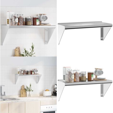 Mensola a Muro 75x30x31 cm Argento in Acciaio Inossidabile - Scaffale a parete - Ripiano sospeso