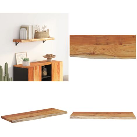 Mensola a Muro 80x30x2,5cm Rettangolare Legno Acacia Bordi Vivi - Ripiano in legno - Acacia