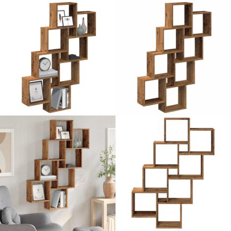 Mensola a Muro a Cubo Antico 90x15x119,5 cm Legno Multistrato - Scaffale a parete - Scaffale in legno