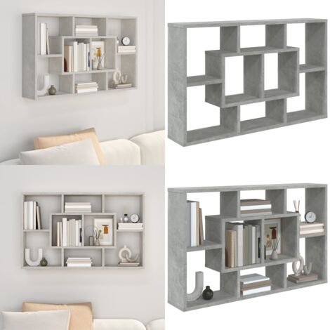 Mensola a Muro Grigio Cemento 85x16x52,5cm in Legno Multistrato - Scaffale da parete - Armadio a muro