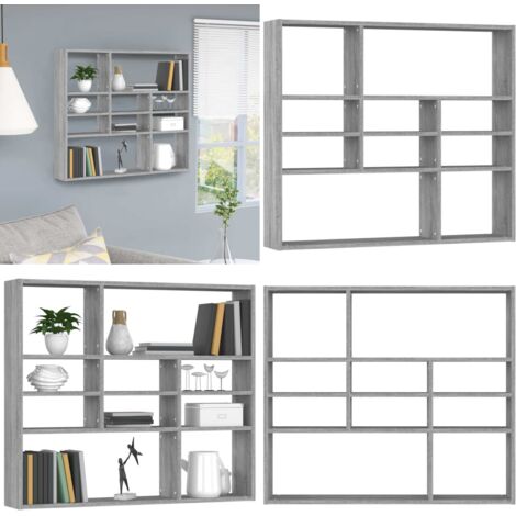Mensola a Muro Grigio Sonoma 90x16x78 cm in Legno Multistrato - Scaffale a parete - Scaffale in legno