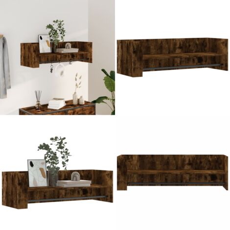 Mensola a Muro Rovere Fumo 100x35x30,5 cm Legno Multistrato - Scaffale a parete - Legno multistrato