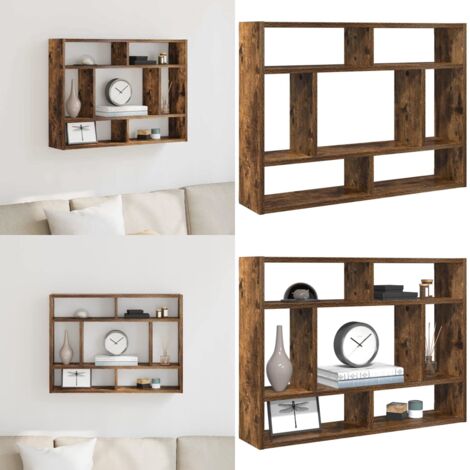 Mensola a Muro Rovere Fumo 75x16x55 cm in Legno Multistrato - Scaffale a parete - Legno multistrato