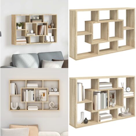 Mensola a Muro Rovere Sonoma 85x16x52,5 cm in Legno Multistrato - Libreria sospesa - Libreria in legno
