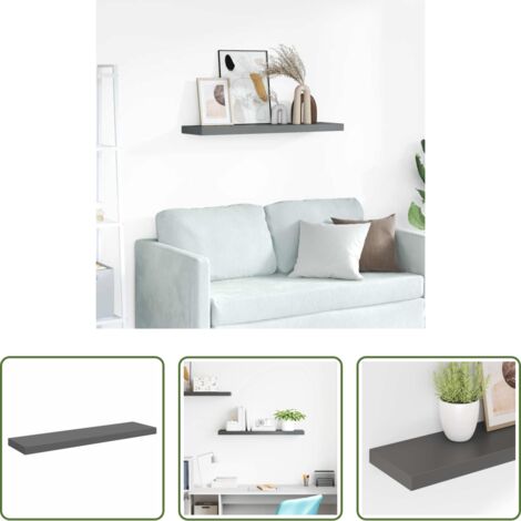 Mensola a muro -  Scaffale a Parete Grigio Lucido 90x23,5x3,8 cm in MDF