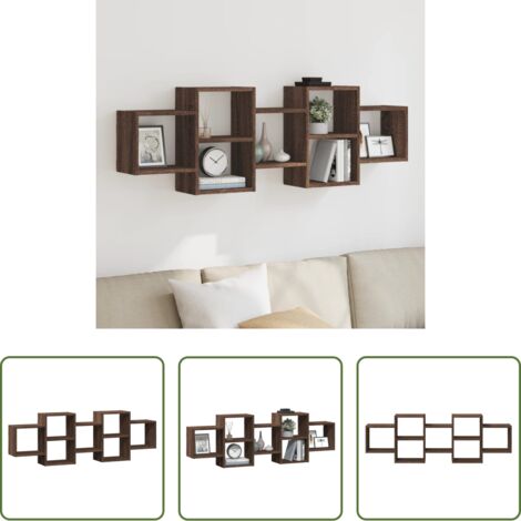 Mensola a muro -  Scaffale a Parete Rovere Marrone 129x18x42 cm in Truciolato