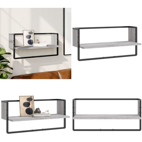 Mensola a Parete con Asta Grigio Sonoma 65x25x30 cm - Scaffale a parete - Ripiano a parete