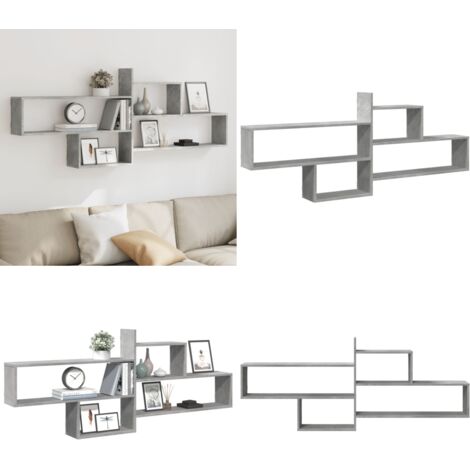 Mensola a Parete Grigio Cemento 167,5x18x68 cm in Truciolato - Scaffale a parete - Scaffale in truciolato
