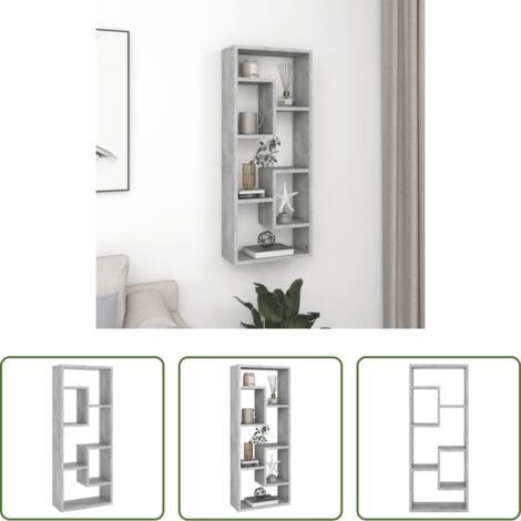 Mensola a parete -  Scaffale a Parete Grigio Cemento 36x16x90 cm Legno Multistrato