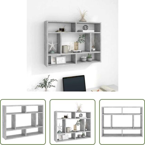 Mensola a parete -  Scaffale a Parete Grigio Cemento 75x16x55 cm Legno Multistrato