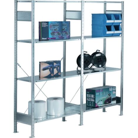 Mensola a scaffale H2000xL1000xP500mm, struttura zincata, 2 telai, 4 ripiani, capacità di carico 150kg per ripiano, capacità totale di carico 1300kg