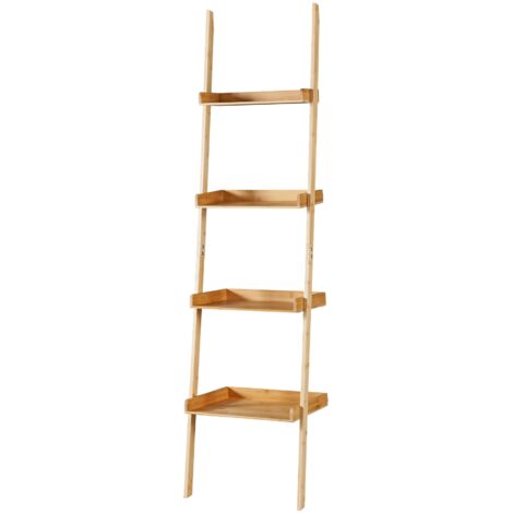 Mensola a scala in bambù 176 x 44 cm naturale 030007722
