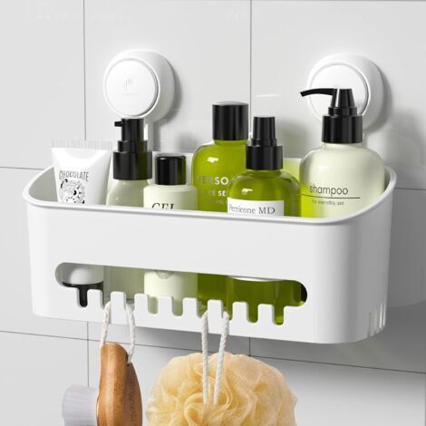 Mensola a ventosa - ideale per bagni, toilette e cucine - mensola rimovibile, 1 pezzo, bianca