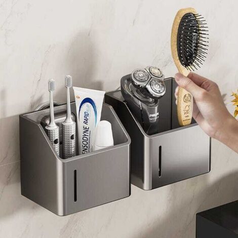 Mensola a ventosa per bagno, non necessita di foratura, montaggio a parete, materiali resistenti, grigio scuro, mensola piccola 129,511,5 cm