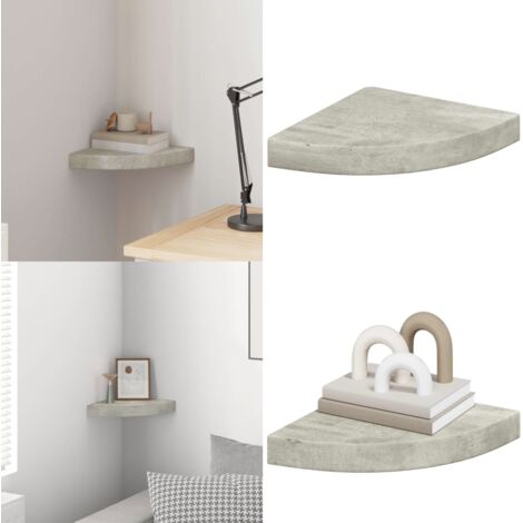 Mensola Angolare Grigio Cemento 25x25x3,8 cm in MDF - Scaffale a muro - Scaffale in MDF