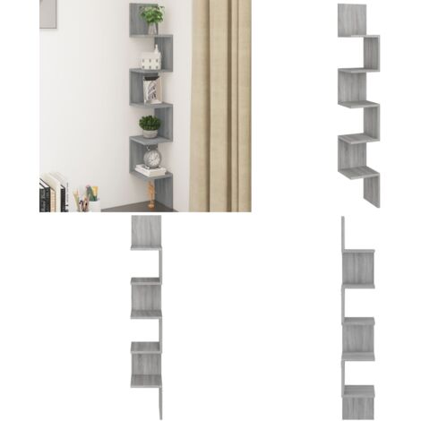 Mensola Angolare Grigio Sonoma 20x20x127,5 cm Truciolato - Mensola da parete - Truciolato