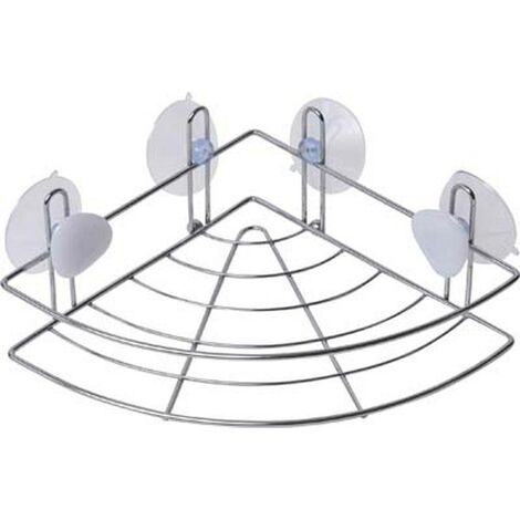 Mensola angolare in metallo su 4 ventose 2 deco - ciottolo bianco - Tendance