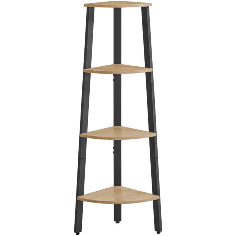 Ejoyous Scaffale angolare a 4 livelli, bianco, in legno, per ufficio, soggiorno, bagno, 84,5 x 18 x 22 cm