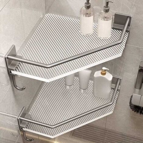 Mensola angolare triangolare per bagno, contenitore per WC in acrilico, mensola angolare trasparente a 2 livelli per bagno