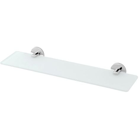 Mensola bagno a muro 50 cm in vetro satinato e acciaio cromato  Bora