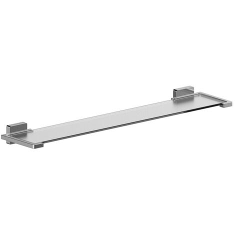 Mensola bagno cromata con ripiano in vetro satinato - serie Kubik