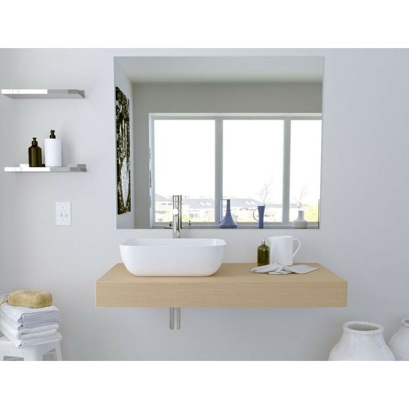 Mensola bagno 100x10 cm cammello con lavabo da appoggio - Girasole - 100 cm Standard