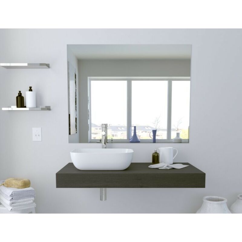 Mensola bagno 100x10 cm rovere antracite con lavabo da appoggio - Girasole - 100 cm Standard