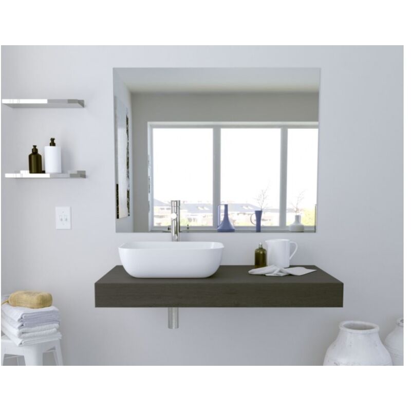 Mensola bagno 120x10 cm rovere antracite con lavabo da appoggio - Girasole - 120 cm Standard