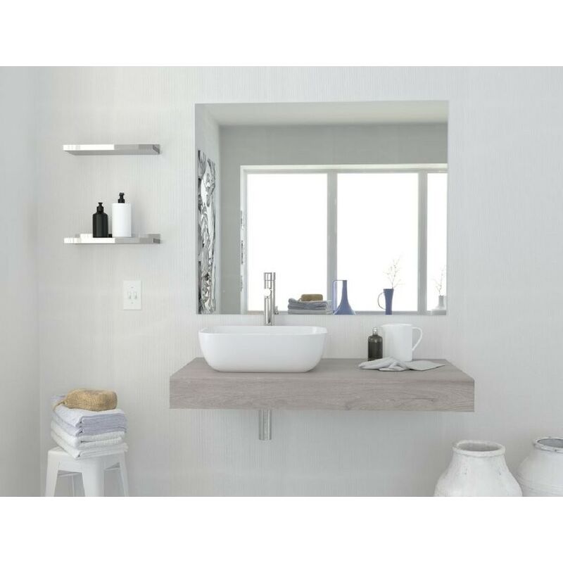 Mensola bagno 80x10 cm rovere chiaro con lavabo da appoggio - Girasole - 80 cm Standard