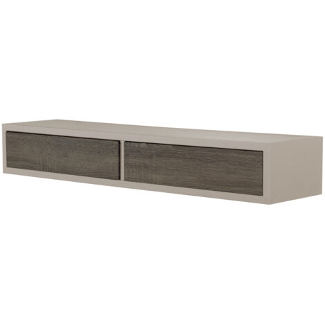 Mensola con 2 cassetti da parete design moderno soggiorno Domino - Marrone Noce