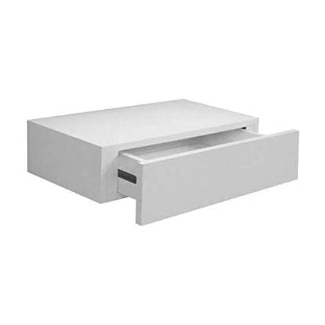 MENSOLA CON CON CASSETTO DA PARETE SISTEMA REGGIMENSOLA A SCOMPARSA COLORE BIANCO IN LEGNO MDF 40X24X10 CM