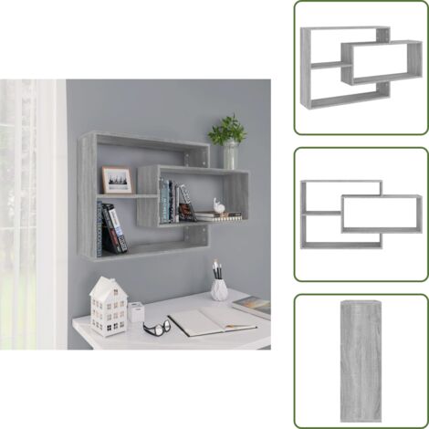 Mensola con scomparti - vidaXL Mensola a Muro Grigio Sonoma 104x20x58,5 cm Legno Multistrato - Mensola per libri