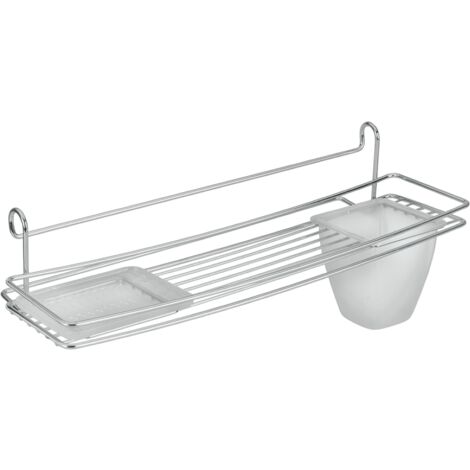 Mensola cromata + porta sapone e bicchiere plast. - metaltex