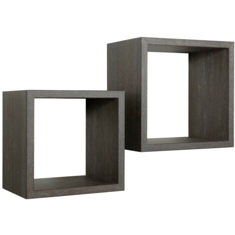 Mensola cubo 2 pz scaffale parete rovere scuro salotto camera soggiorno moderno Q-bis Maxi