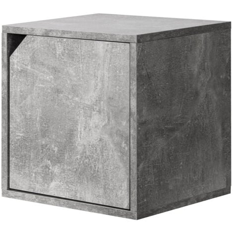 Mensola Cubo con 1 Anta da Parete Scaffale Montaggio Muro Cemento Design Moderno