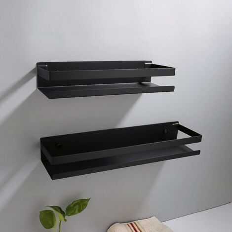 Mensola da bagno a parete - 20-40 cm - Moderna - Nero opaco - Per bagno, cucina, doccia (3010,56 cm)